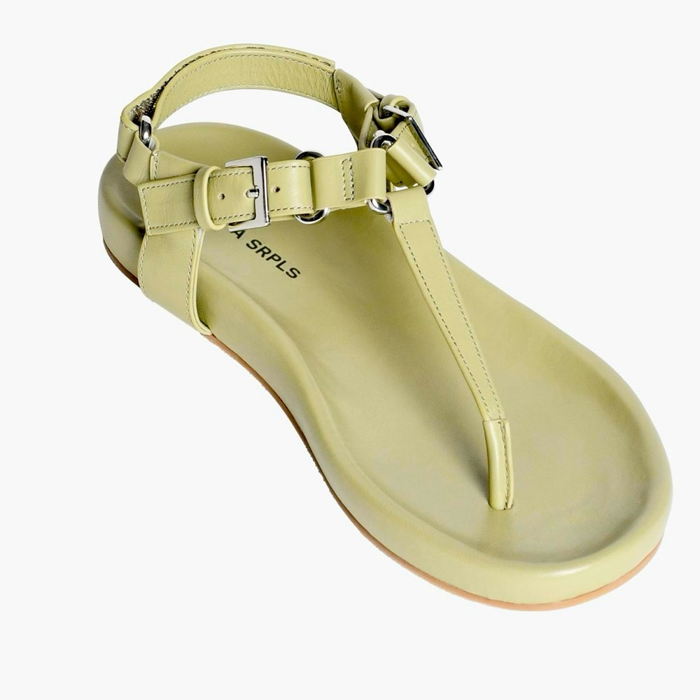 Zara NWT Leather Sandals Khaki Green